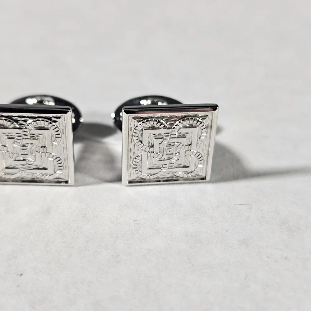 Jan Leslie Cufflinks Mens OS Silver Sterling 925 Geometric Knot Square Formal